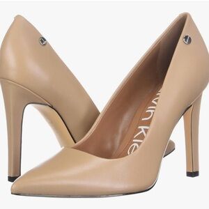 Calvin Klein Tan High Heels with Pointed Toe and Stiletto Heel
